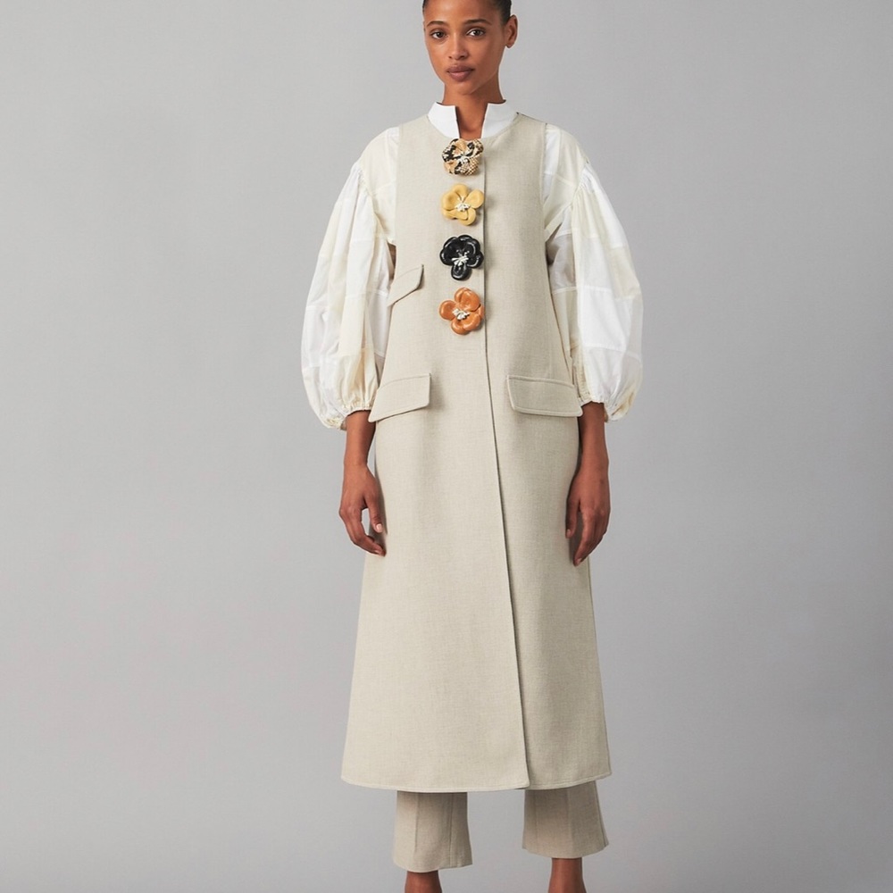 Tory Burch Longline Twill Crepe Vest